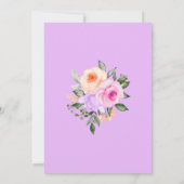 ホットピンク ライラック ブライト フローラル ローズ ブライダルシャワー 招待状 (裏面)