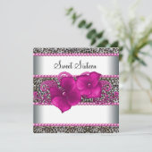 ホットピンク レオパード スイート16 バースデーパーティー 招待状 (スタンド正面)