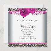 ホットピンク レオパード スイート16 バースデーパーティー 招待状 (裏面)