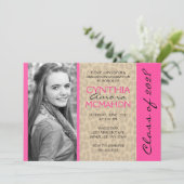 ホットピンク & レオパード フォト 卒業 招待状 (スタンド正面)