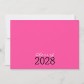 ホットピンク & レオパード フォト 卒業 招待状 (裏面)