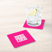 ホットピンク – ロゴのはっきりした追加 スクエアペーパーコースター (インサイチュ)