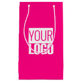 ホットピンク – ロゴのはっきりした追加 スモールペーパーバッグ (正面)