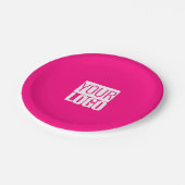 ホットピンク – ロゴのはっきりした追加 ペーパープレート (アングル)