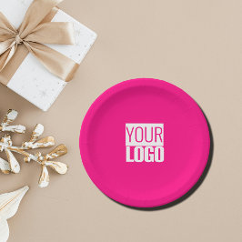 ホットピンク – ロゴのはっきりした追加 ペーパープレート