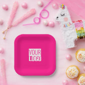 ホットピンク – ロゴのはっきりした追加 ペーパープレート (パーティー)