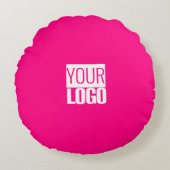 ホットピンク – ロゴの追加 ラウンドクッション (正面)