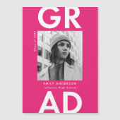 ホットピンク |写真はっきりした卒業発表 マグネット招待状 (正面)