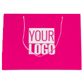 ホットピンク - 太字のロゴを追加 ラージペーパーバッグ (正面)