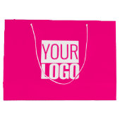 ホットピンク - 太字のロゴを追加 ラージペーパーバッグ (裏面)