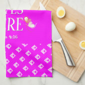 ホットピンク |愛はここに住む |カスタマイズスタイリッシュ可能 キッチンタオル (四つ折り)