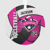 ホットピンク、白黒バレーボール🏐❤ オーナメント (裏面)