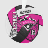 ホットピンク、白黒バレーボール🏐❤ オーナメント (正面)