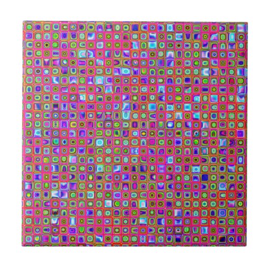 ホットピンク、緑、紫のタイルのパタファンキーーン タイル (正面)