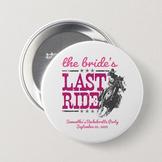 ホットピンク 花嫁の最後の騎乗 缶バッジ (正面&裏面)