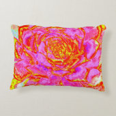ホットピンク、赤と黄色の多肉性のセダムロゼット アクセントクッション (裏面)