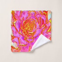 ホットピンク、赤と黄色の多肉性のセダムロゼット ウォッシュタオル