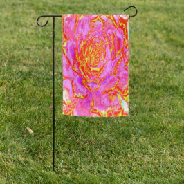 ホットピンク、赤と黄色の多肉性のセダムロゼット ガーデンフラッグ