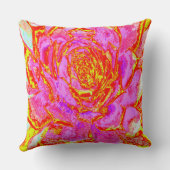 ホットピンク、赤と黄色の多肉性のセダムロゼット クッション (裏面)