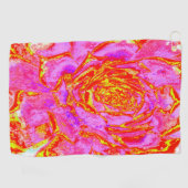 ホットピンク、赤と黄色の多肉性のセダムロゼット ゴルフタオル (横)