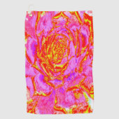 ホットピンク、赤と黄色の多肉性のセダムロゼット ゴルフタオル (正面)