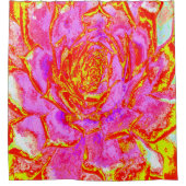 ホットピンク、赤と黄色の多肉性のセダムロゼット シャワーカーテン (正面)