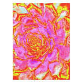 ホットピンク、赤と黄色の多肉性のセダムロゼット テーブルクロス (正面)