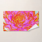 ホットピンク、赤と黄色の多肉性のセダムロゼット バスタオルセット (ハンドタオル)