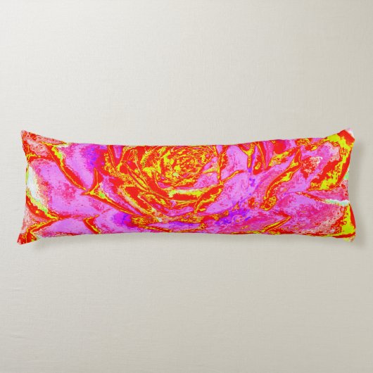 ホットピンク、赤と黄色の多肉性のセダムロゼット ボディピロー (正面)