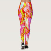 ホットピンク、赤と黄色の多肉性のセダムロゼット レギンス (裏面)