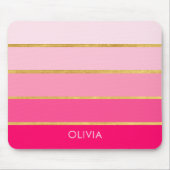 ホットピンク&金ゴールドガーリーパーソナライズされた マウスパッド (正面)