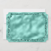 ホットピンク&金ゴールドダイヤモンドとグリッターチケット 招待状 (裏面)