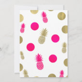 ホットピンク&金ゴールドドット&パイナップルブライダルシャワー 招待状 (裏面)