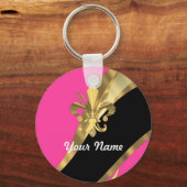 ホットピンク&金ゴールドフルーアデリス キーホルダー (正面)
