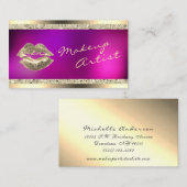 ホットピンク&金ゴールドメイクアップアーティスト美しい名刺 名刺 (正面/裏面)
