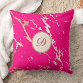 ホットピンク&金ゴールドモノグラムカスタム クッション (ブランケット)