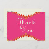 ホットピンク+金ゴールドレッドレースありがとうはがき ポストカード (正面/裏面)