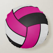 ホットピンク、黒と白のバレーボール🏐 | DIY名 ラウンドクッション (裏面)