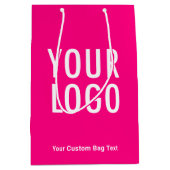 ホットピンク 10インチ ギフトバッグ (ロゴカスタマイズ可) ミディアム (正面)