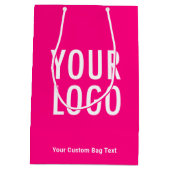 ホットピンク 10インチ ギフトバッグ (ロゴカスタマイズ可) ミディアム (裏面)