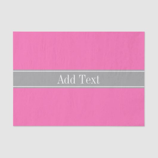 ホットピンク#2、ダークグレーリボン名モノグラム 薄葉紙 (正面)