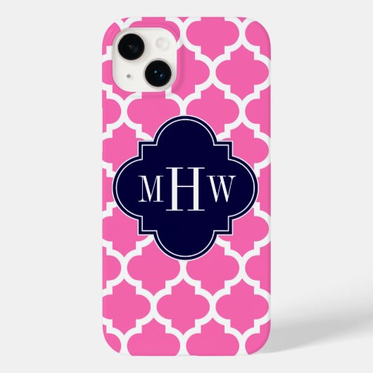 ホットピンク#2 白 モロッコ #5 紺 3イニシャル モノグラム Case-Mate iPhoneケース (裏面)