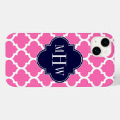 ホットピンク#2 白 モロッコ #5 紺 3イニシャル モノグラム Case-Mate iPhoneケース (裏面 (横))