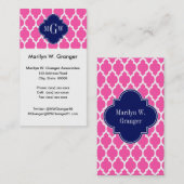 ホットピンク#2 Whtモロッコ#4海軍の名前モノグラム 名刺 (正面/裏面)