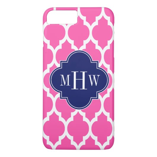 ホットピンク#2 Whtモロッコ#4海軍の名前モノグラム Case-Mate iPhoneケース (裏面)