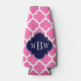 ホットピンク#2 Whtモロッコ#5ネイビー3イニシャルモノグラム ボトルクーラー