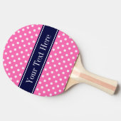 ホットピンク#2 Wht水玉模様ネイビーブルーネームモノグラム 卓球ラケット (横)