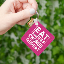 ホットピンク Eat Sleep コーラス Repeat ブロックキーチェーン