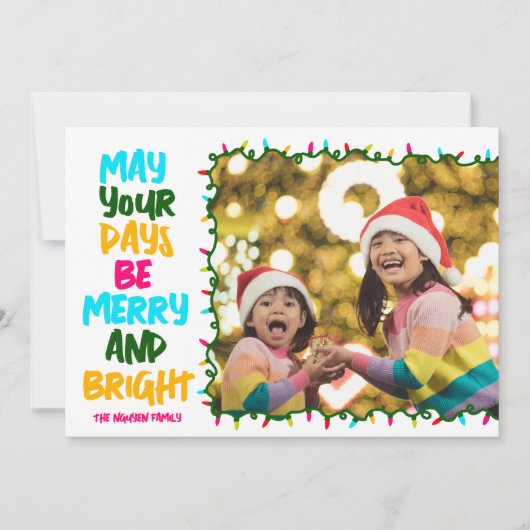 ホットピンクBe明るいメリークリスマスライト写真 シーズンカード (正面)
