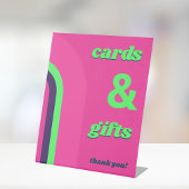 ホットピンクGroovyレトロカードとギフト結婚ズ 台座サイン